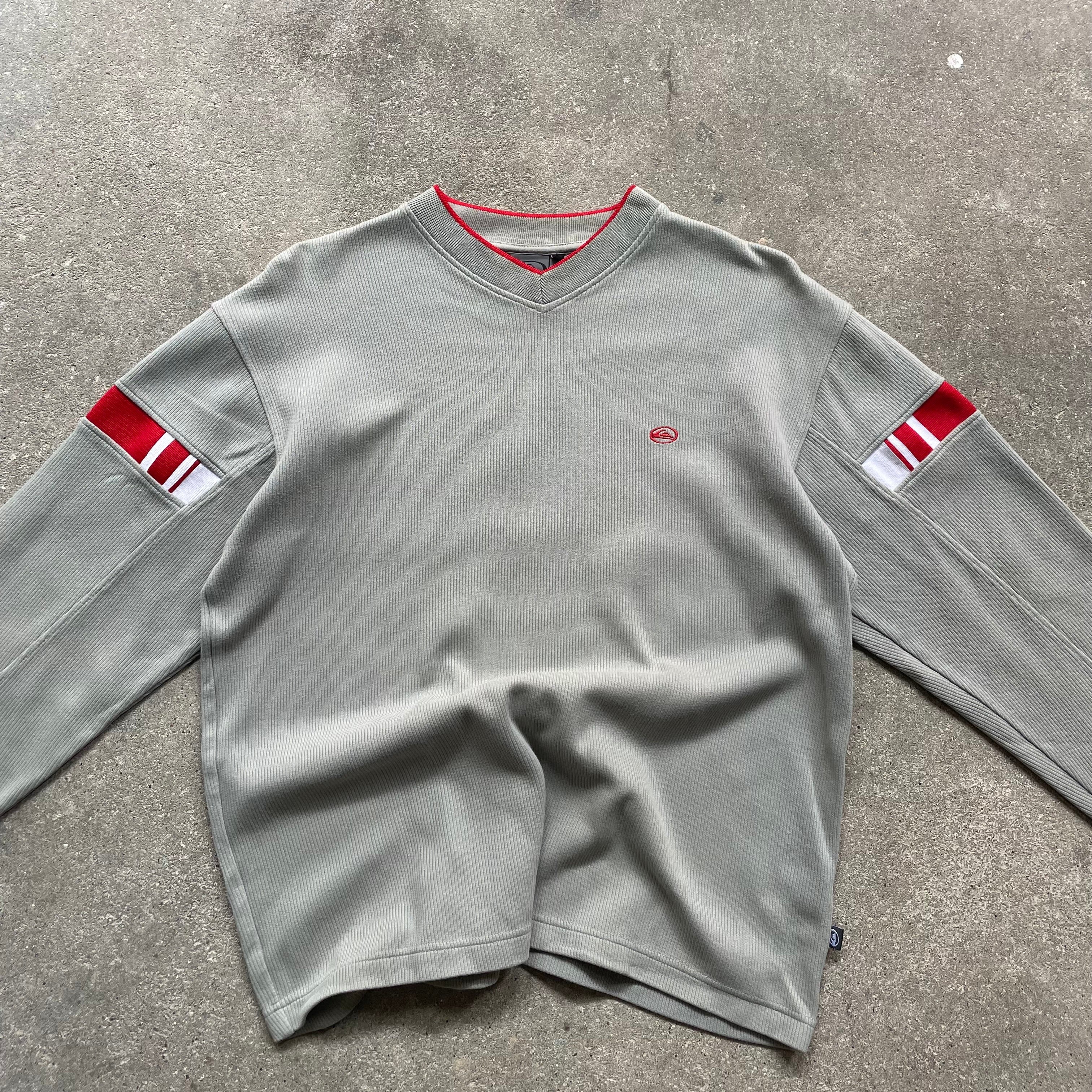 2000's Quiksilver V-Neck Sweatshirt Grey (L)