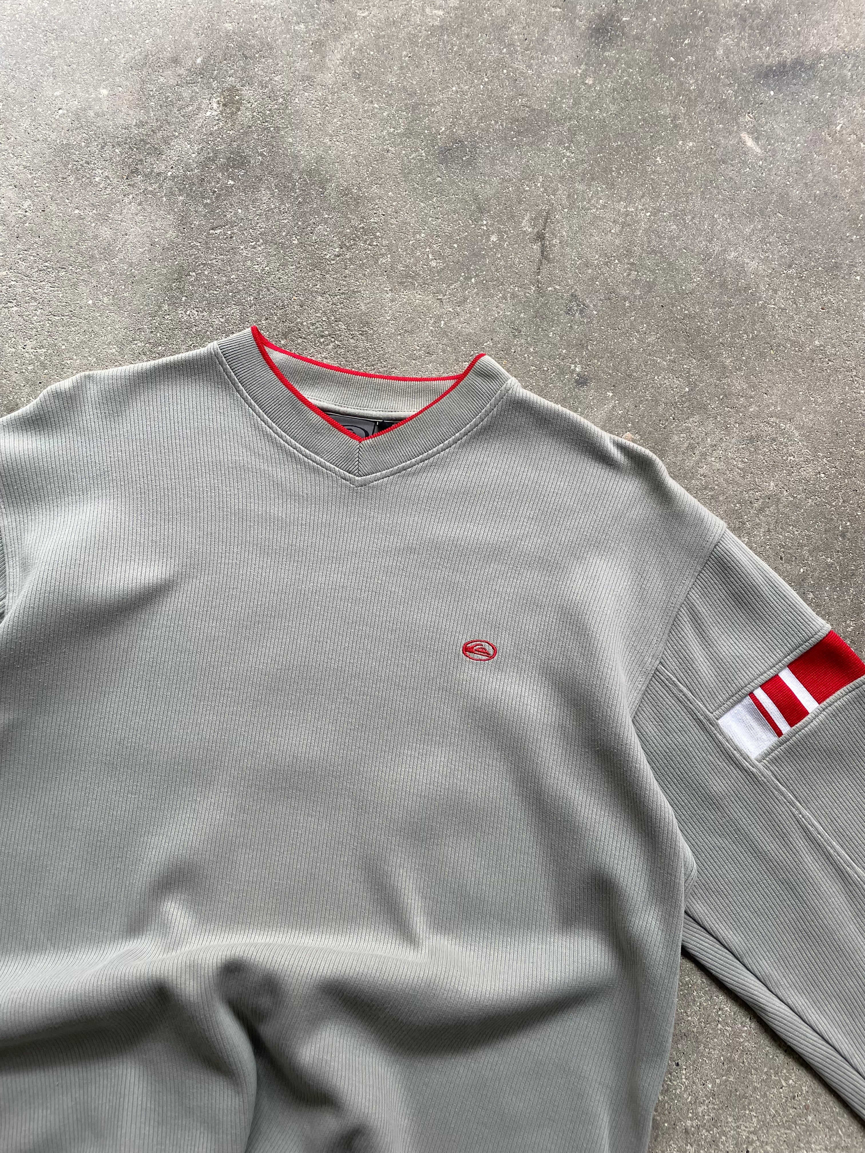 2000's Quiksilver V-Neck Sweatshirt Grey (L)