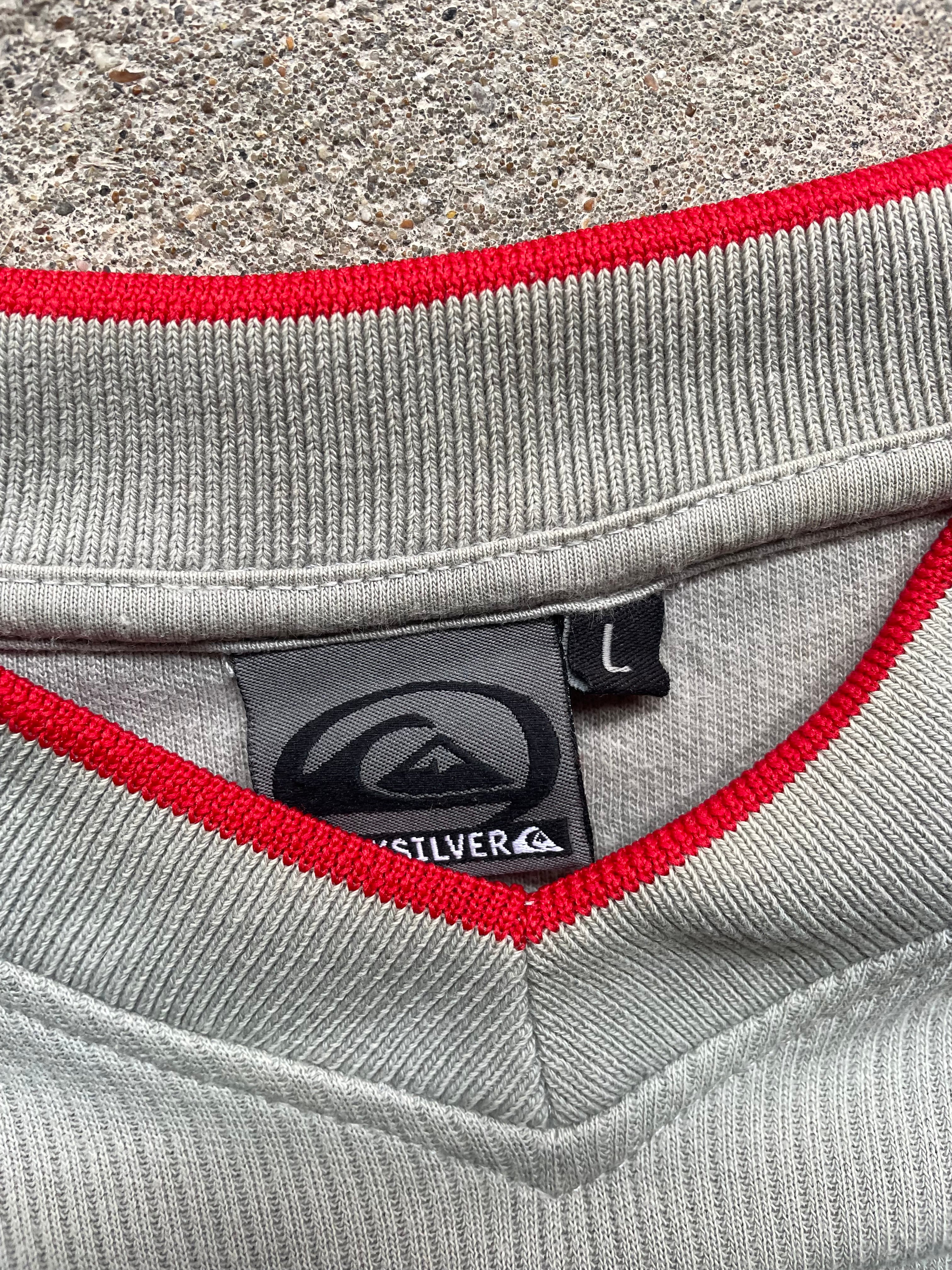 2000's Quiksilver V-Neck Sweatshirt Grey (L)