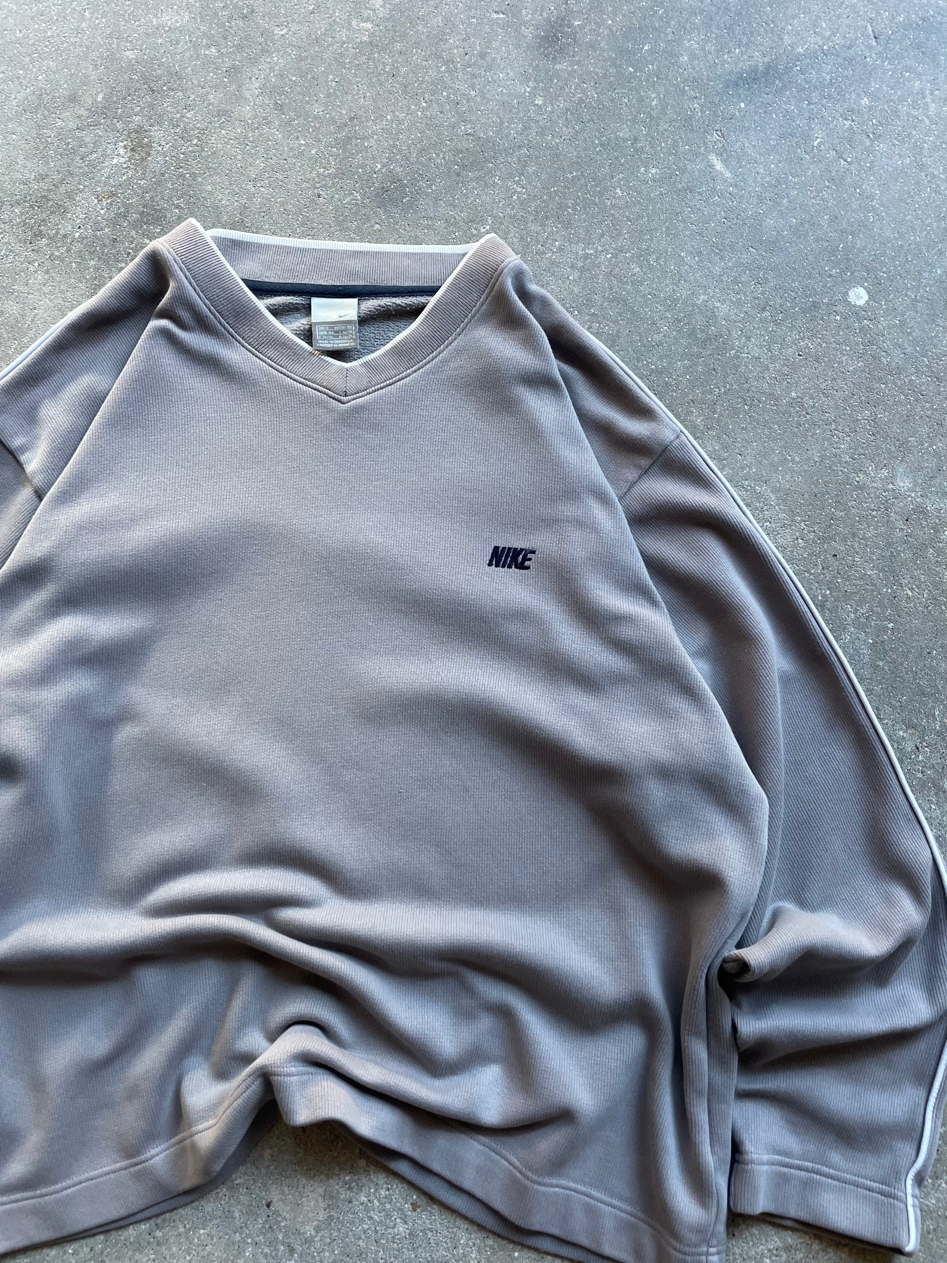 2000's Nike V-Neck Sweatshirt Light Brown (L)