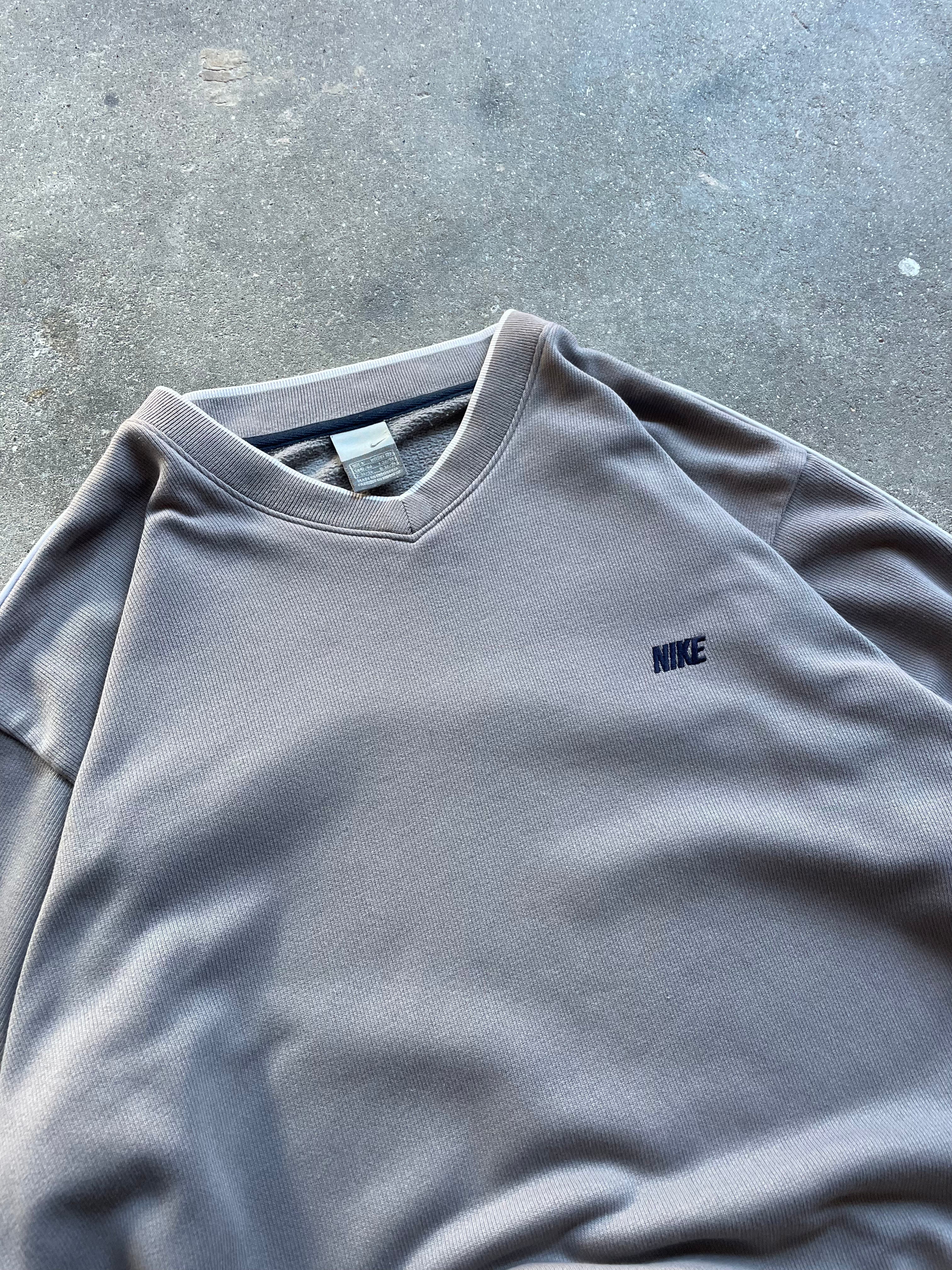 2000's Nike V-Neck Sweatshirt Light Brown (L)