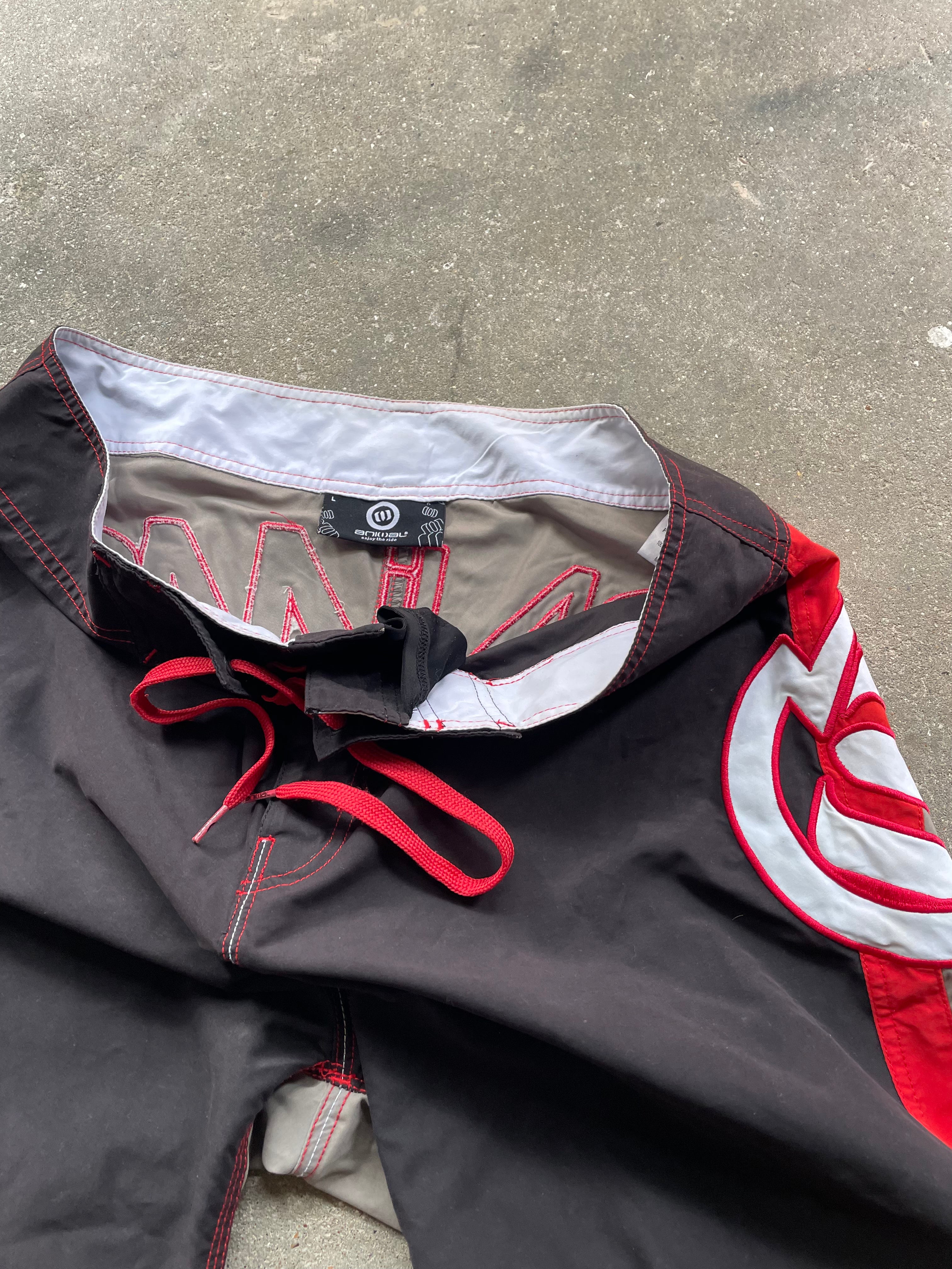 2000's Animal Boardshorts Red/Black (36)