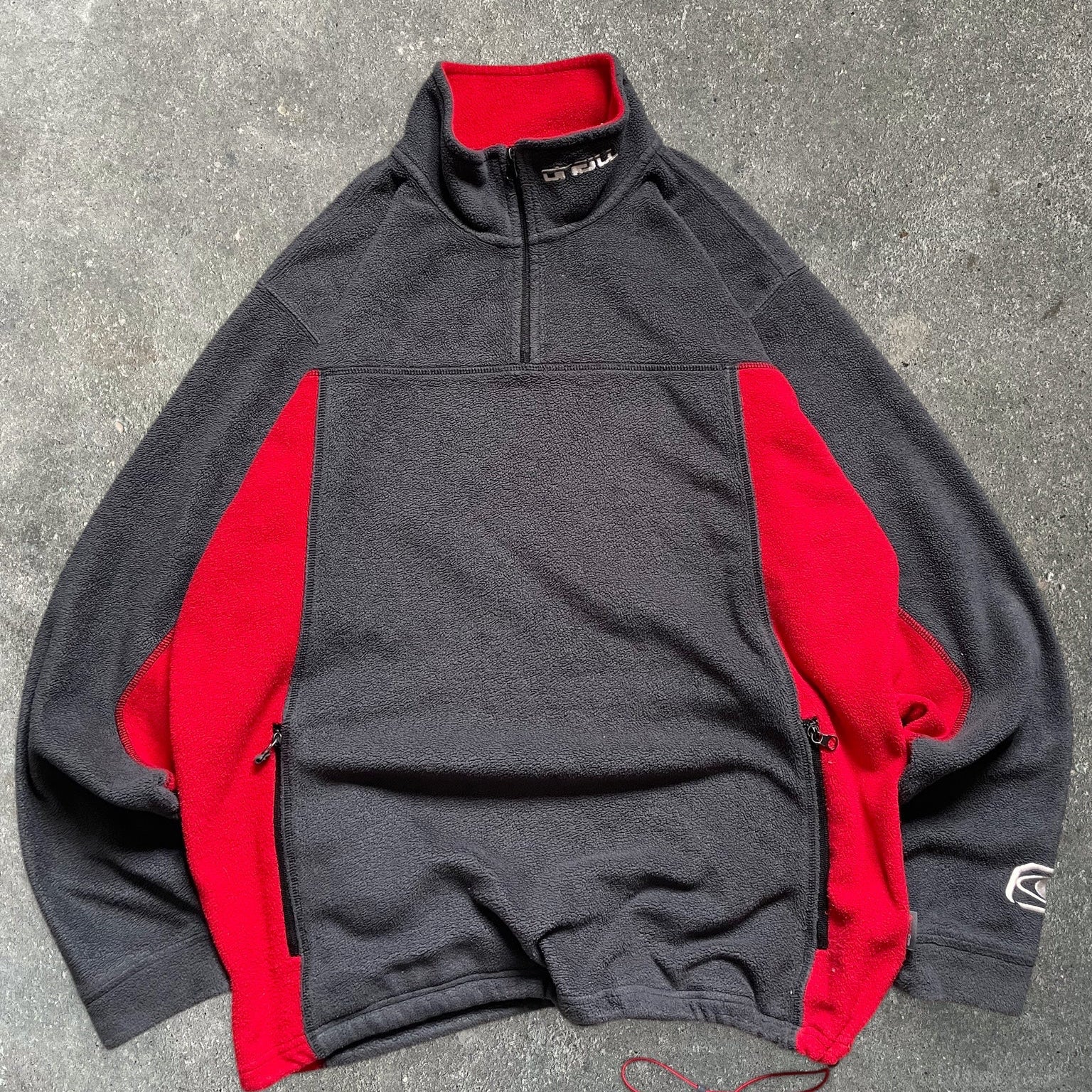 2000's O'Neill 1/4 Zip Fleece Grey/Red (XL)