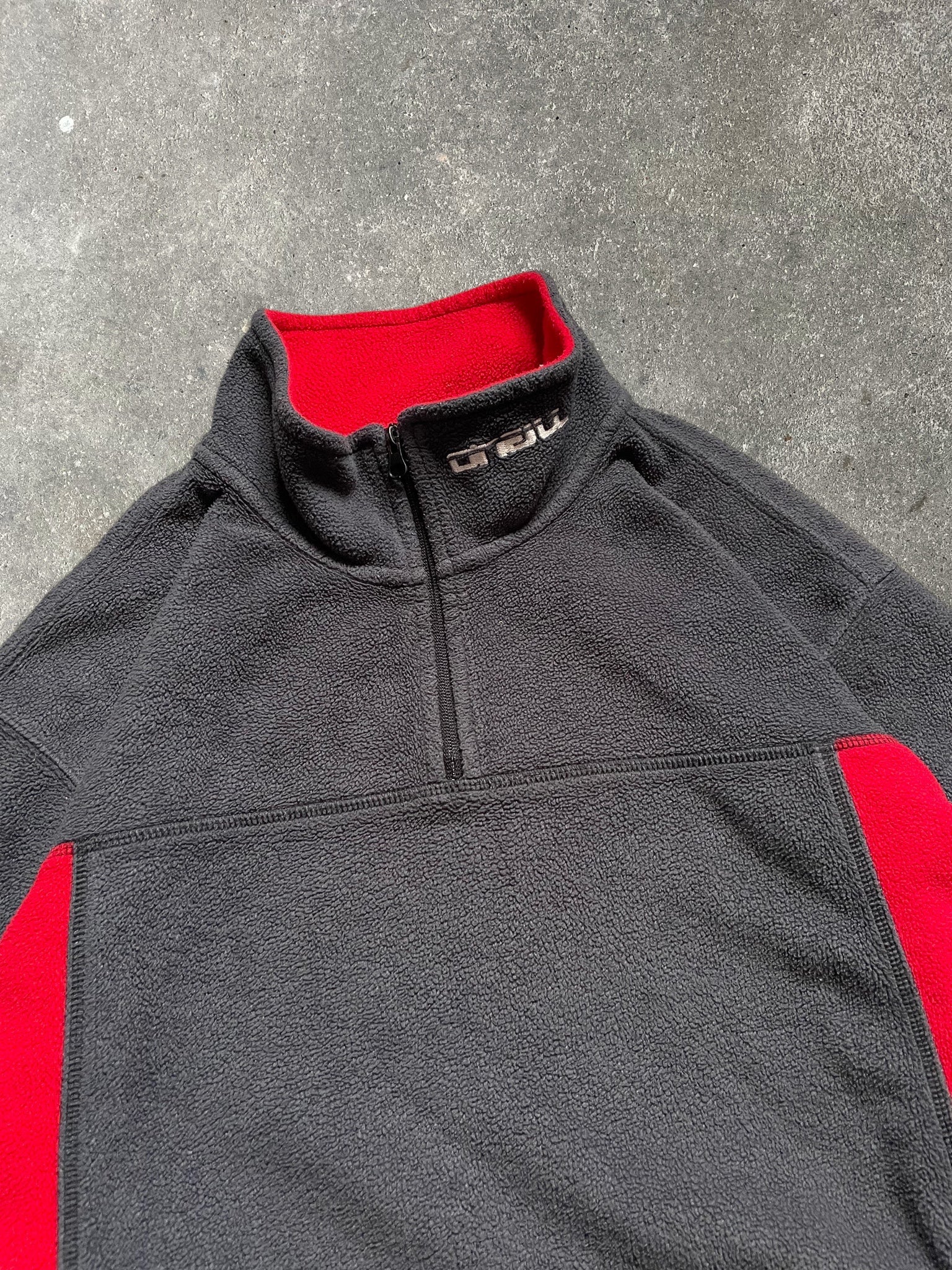 2000's O'Neill 1/4 Zip Fleece Grey/Red (XL)