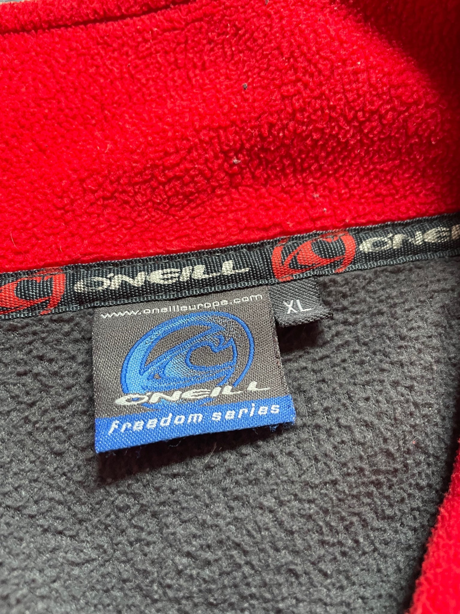 2000's O'Neill 1/4 Zip Fleece Grey/Red (XL)