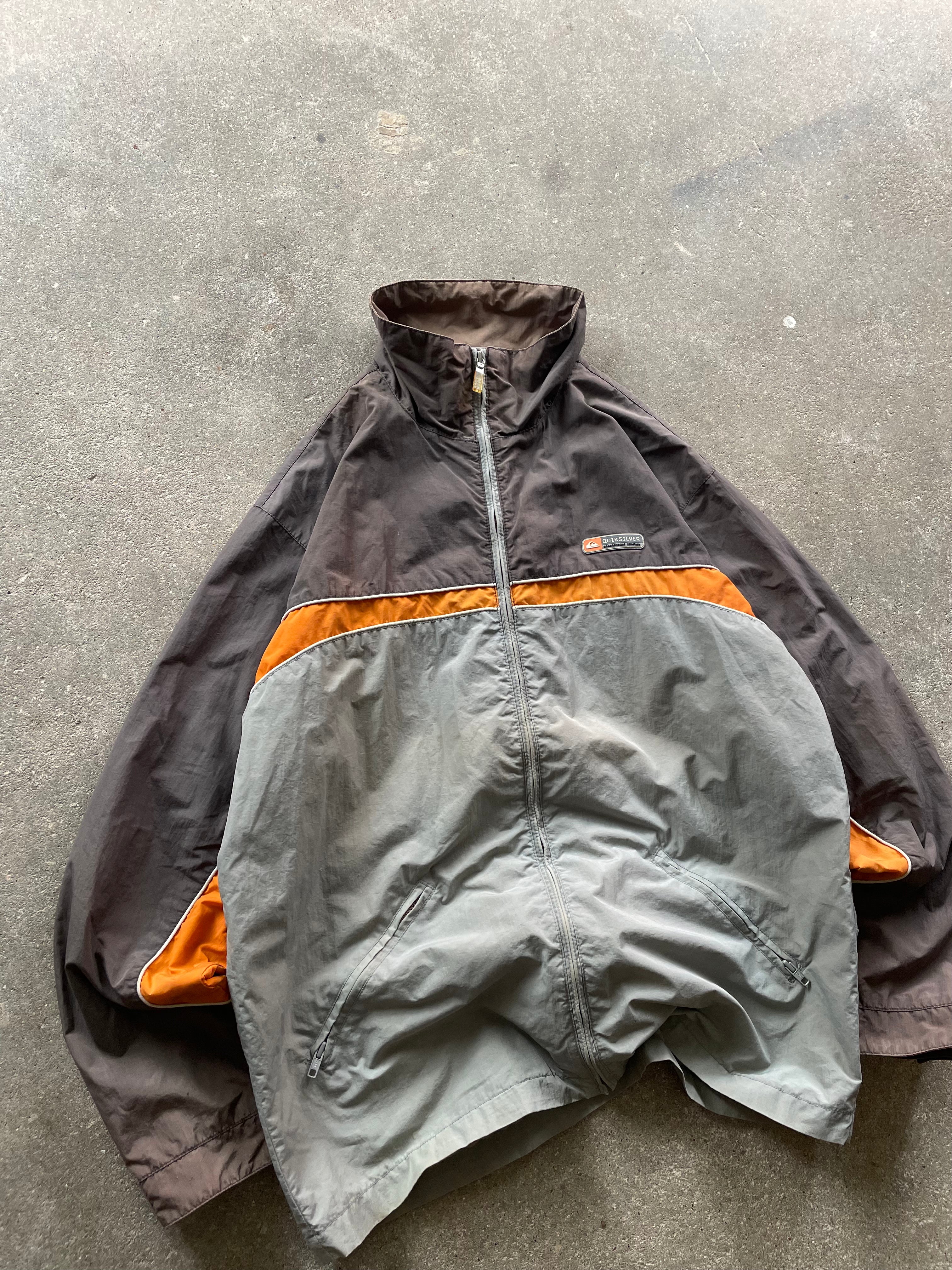 2000's Quiksilver Windbreaker Brown/Grey (L)