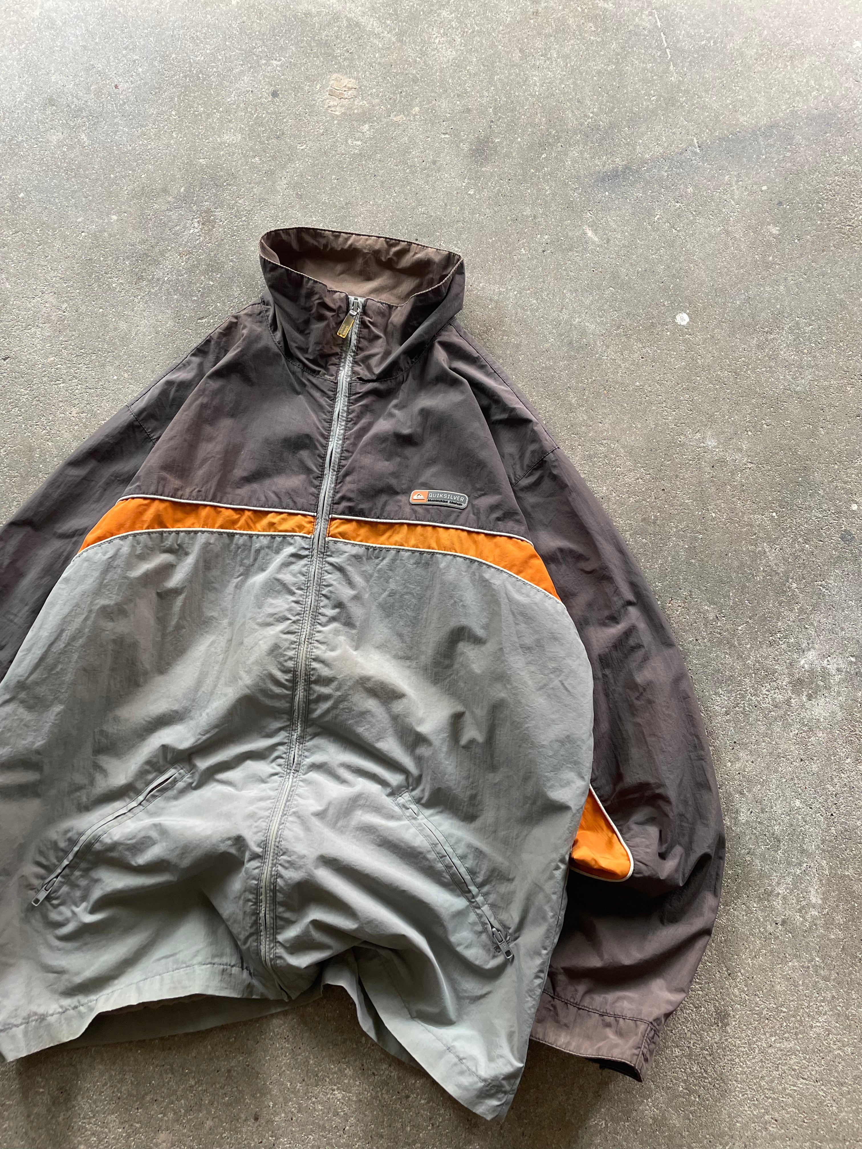 2000's Quiksilver Windbreaker Brown/Grey (L)