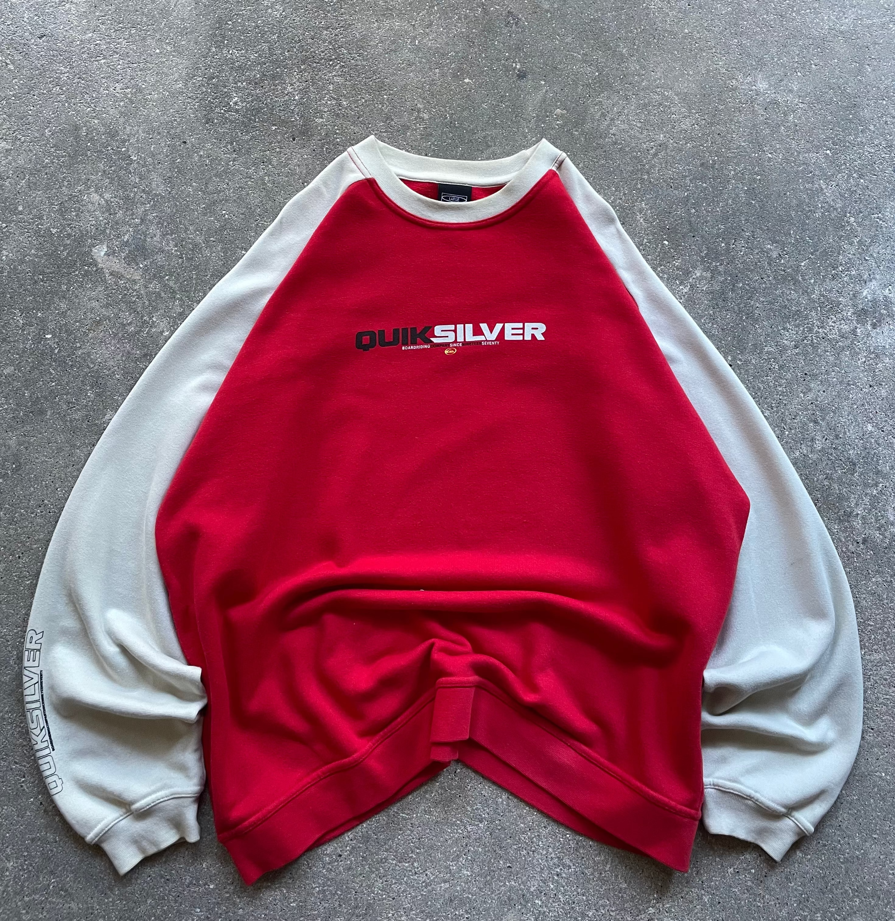 2000's Quiksilver Sweatshirt Red/Beige (L)