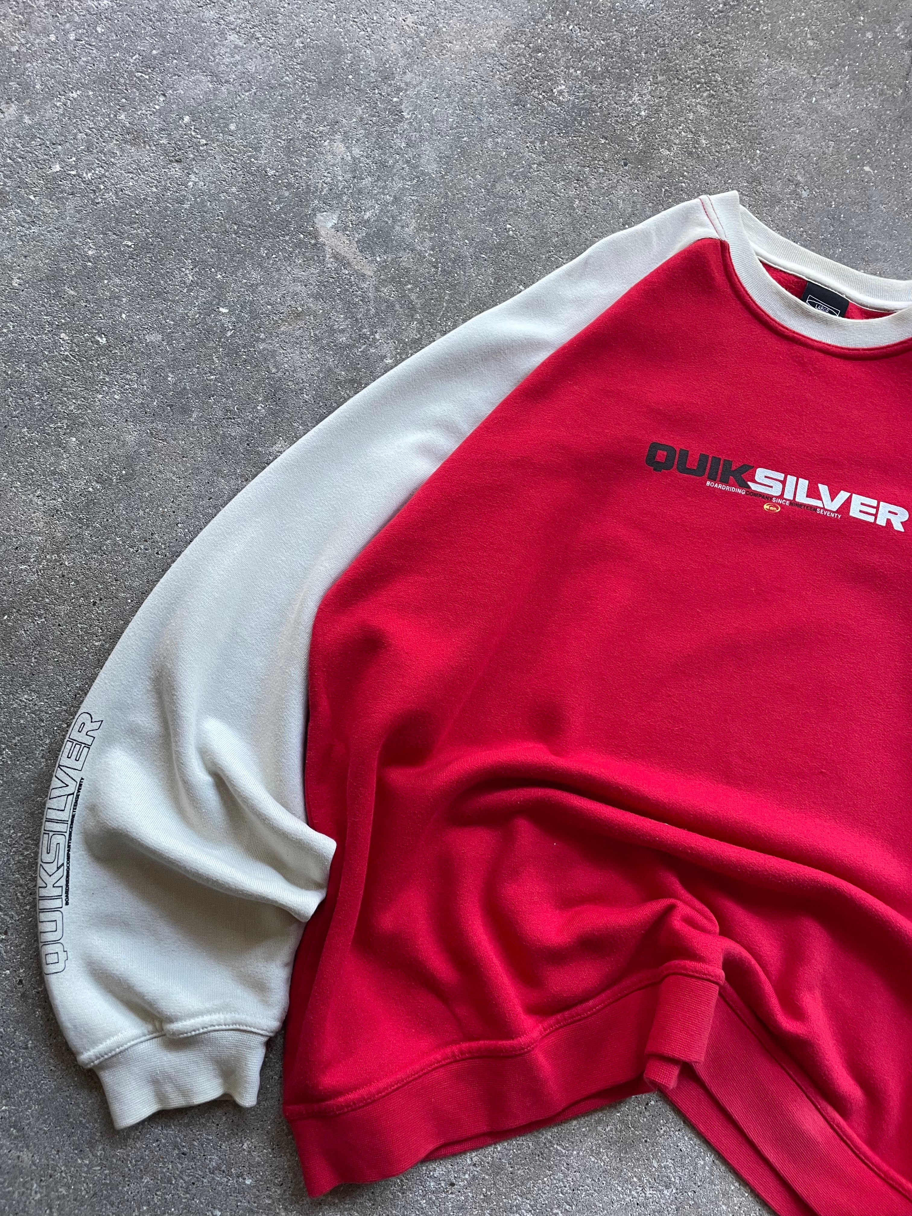 2000's Quiksilver Sweatshirt Red/Beige (L)