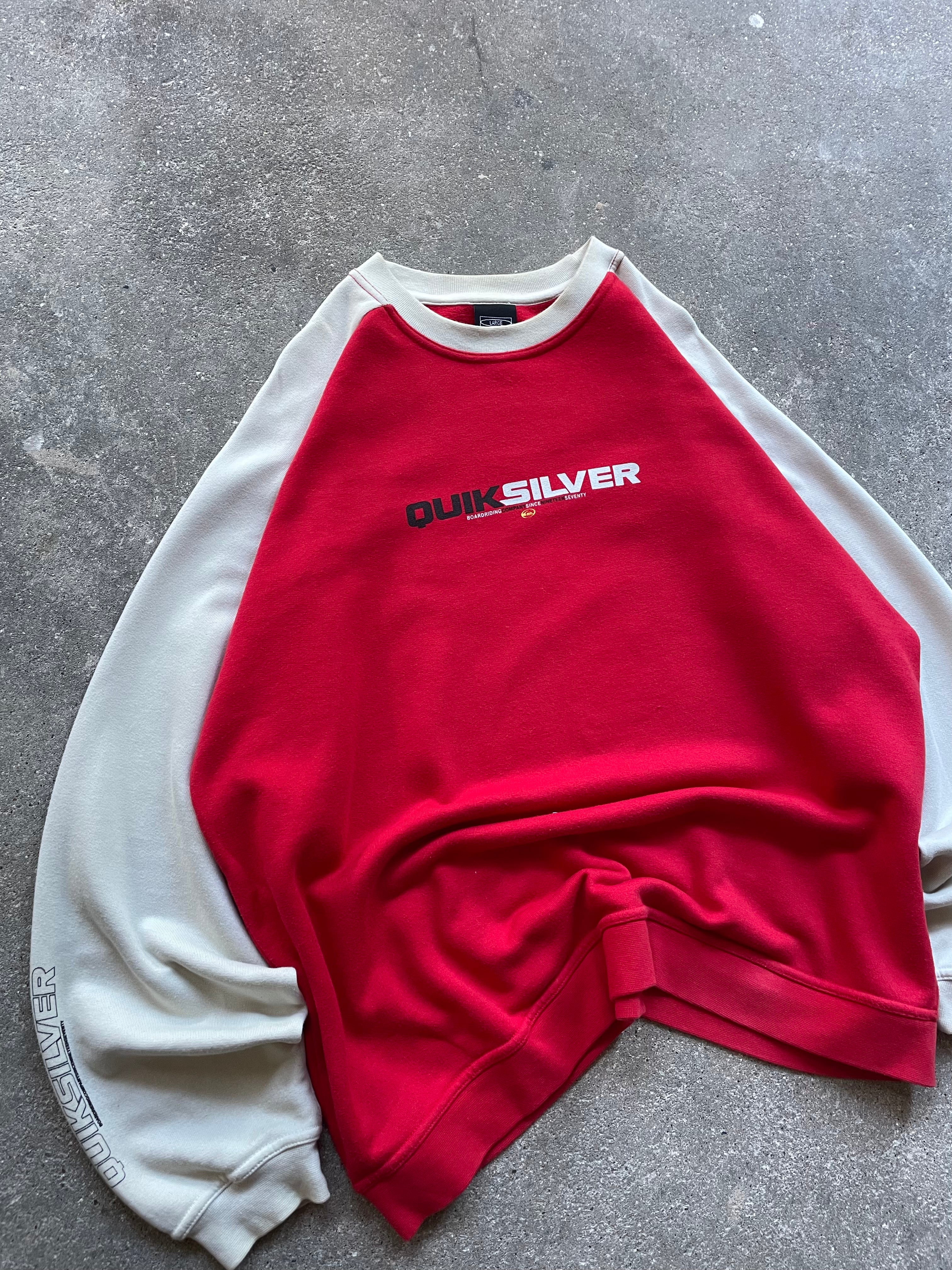 2000's Quiksilver Sweatshirt Red/Beige (L)