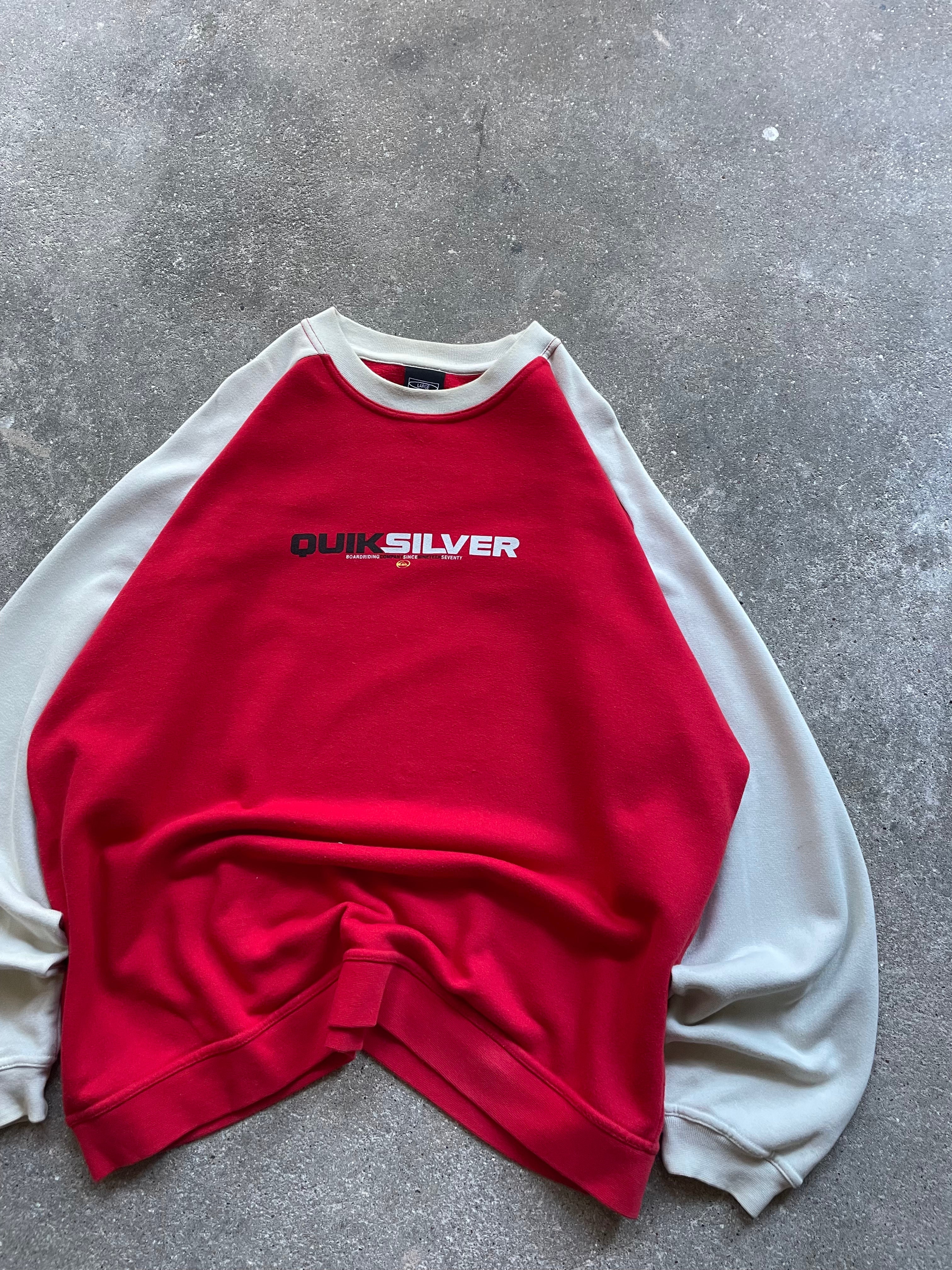 2000's Quiksilver Sweatshirt Red/Beige (L)