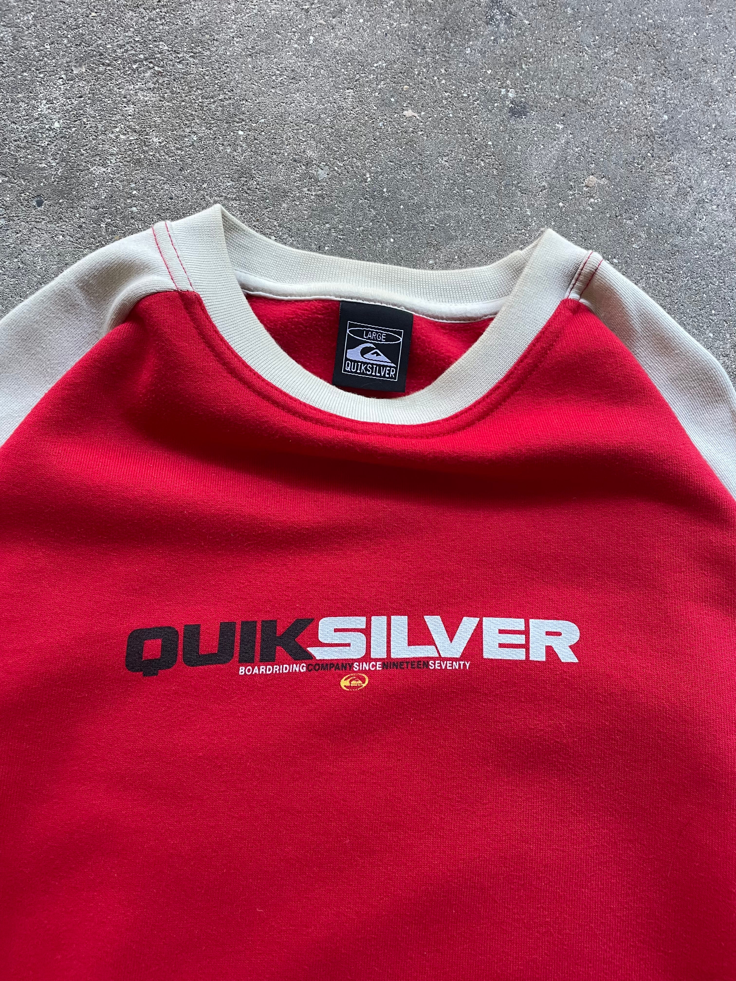 2000's Quiksilver Sweatshirt Red/Beige (L)
