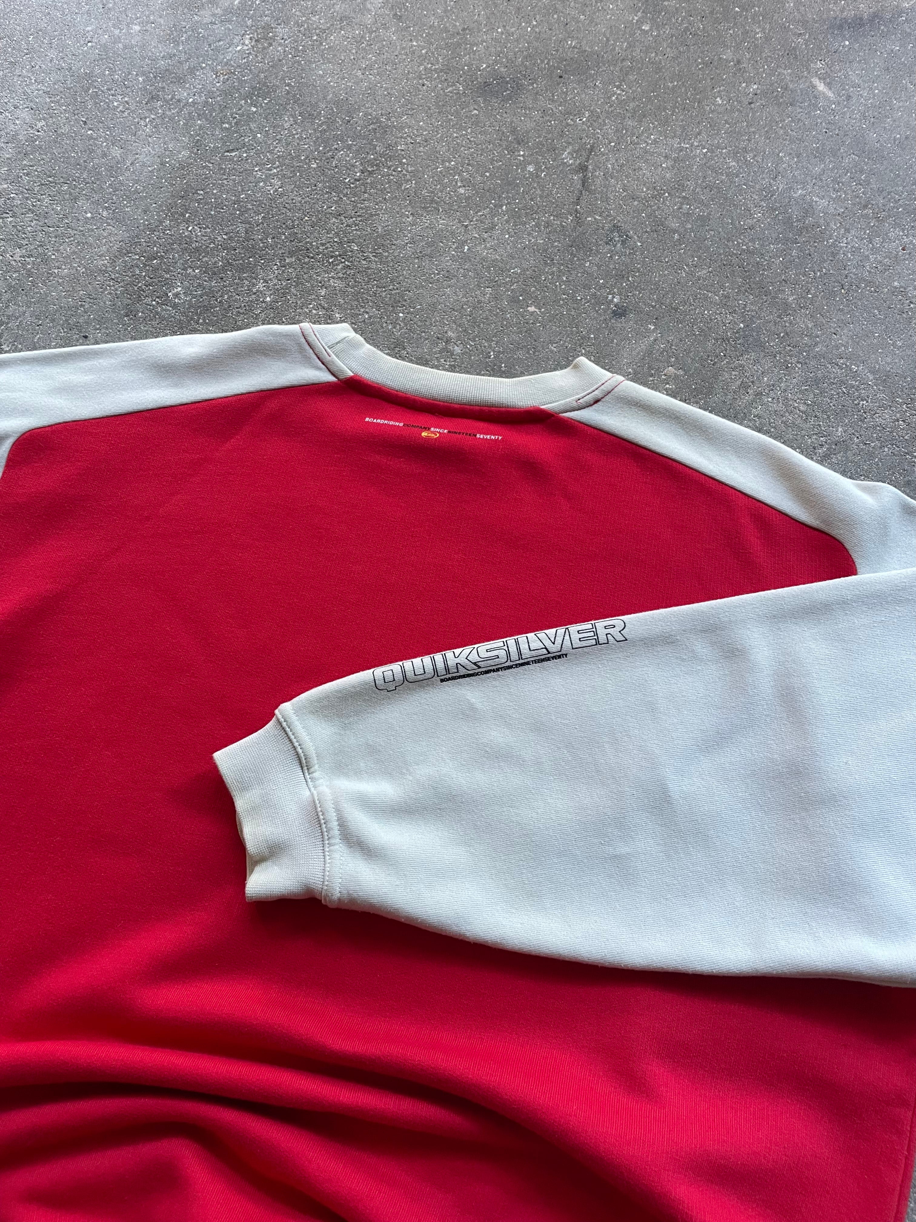 2000's Quiksilver Sweatshirt Red/Beige (L)