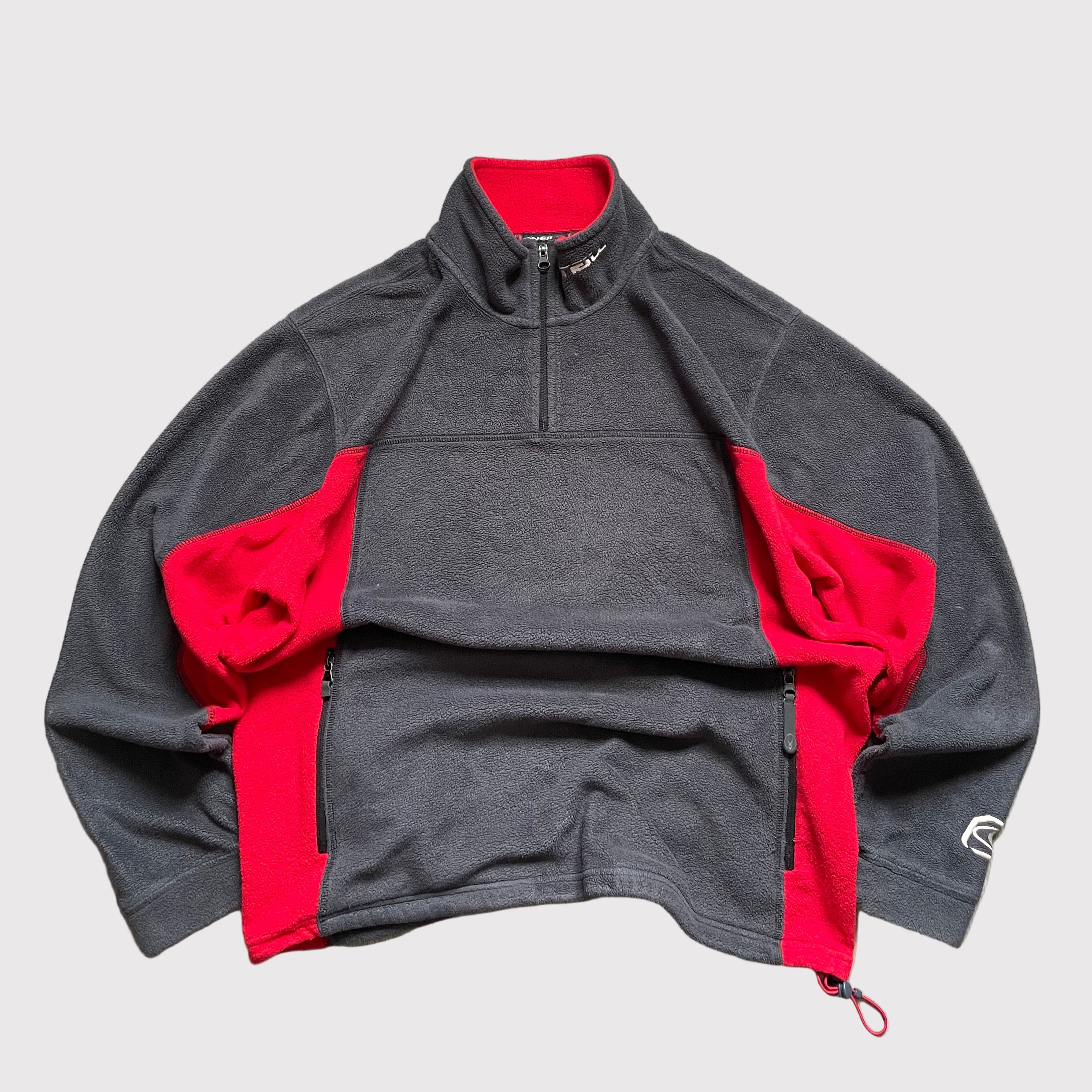 Vintage O'neill quarter zip fleece grey and red