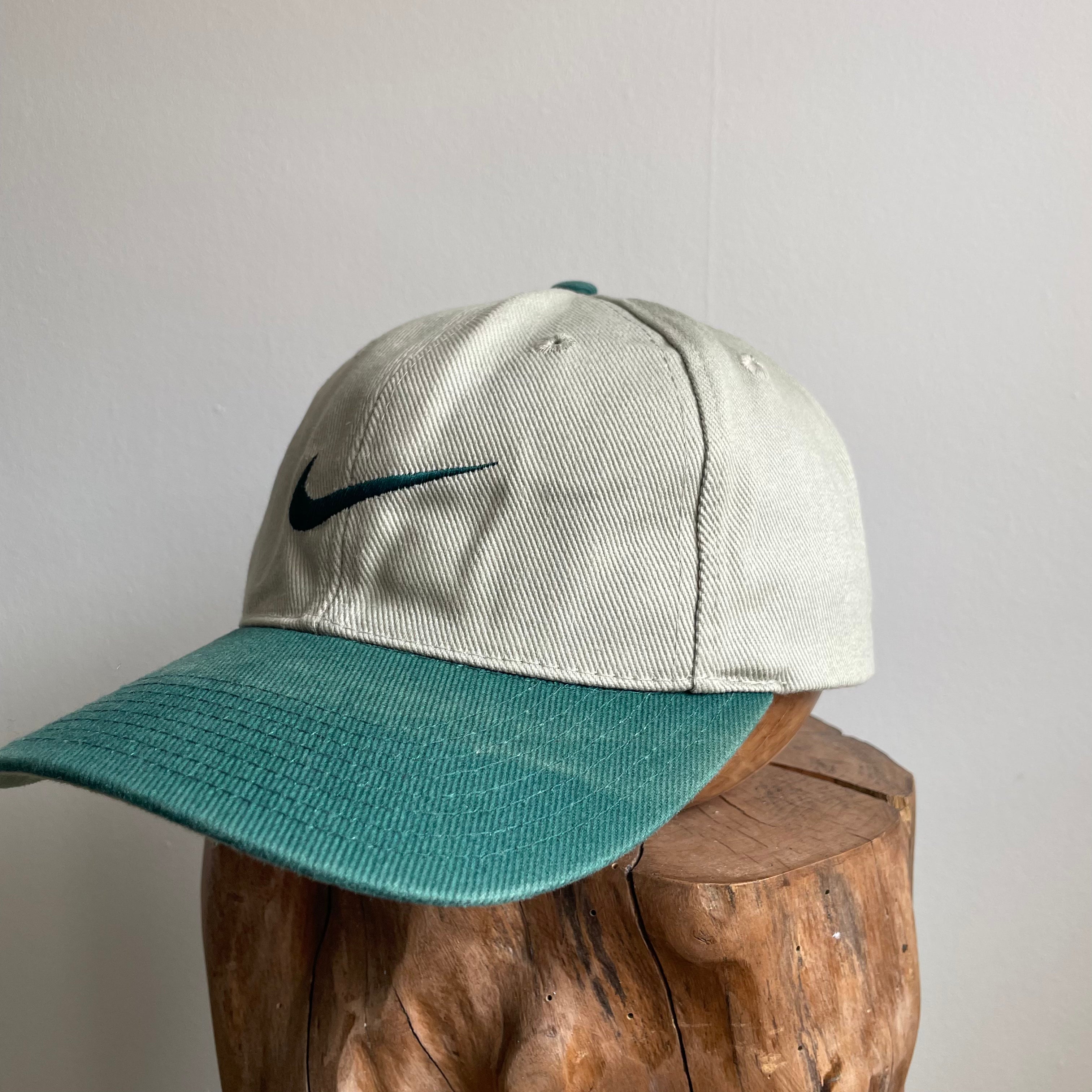 90's Nike Cap Beige/Green (One Size)
