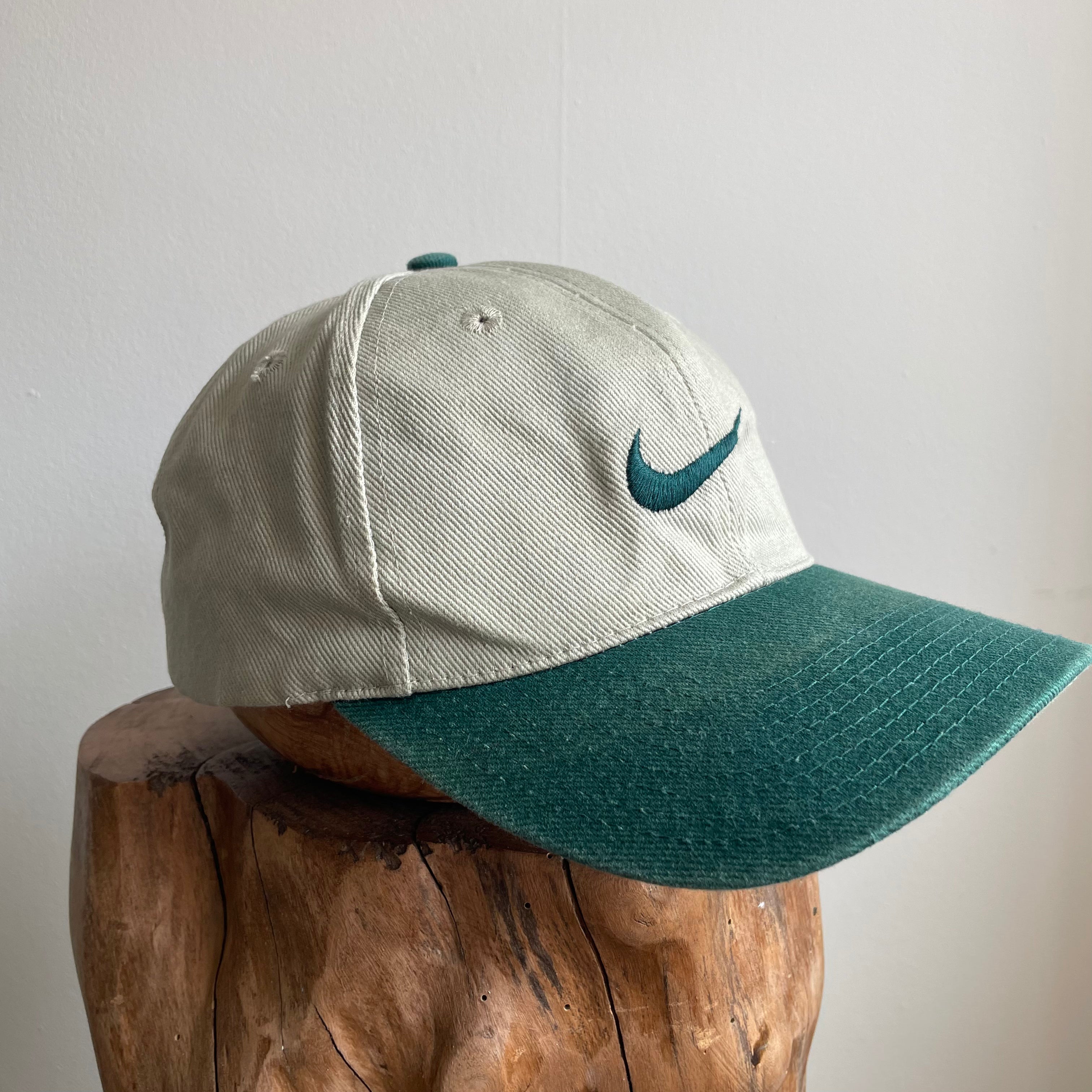 90's Nike Cap Beige/Green (One Size)