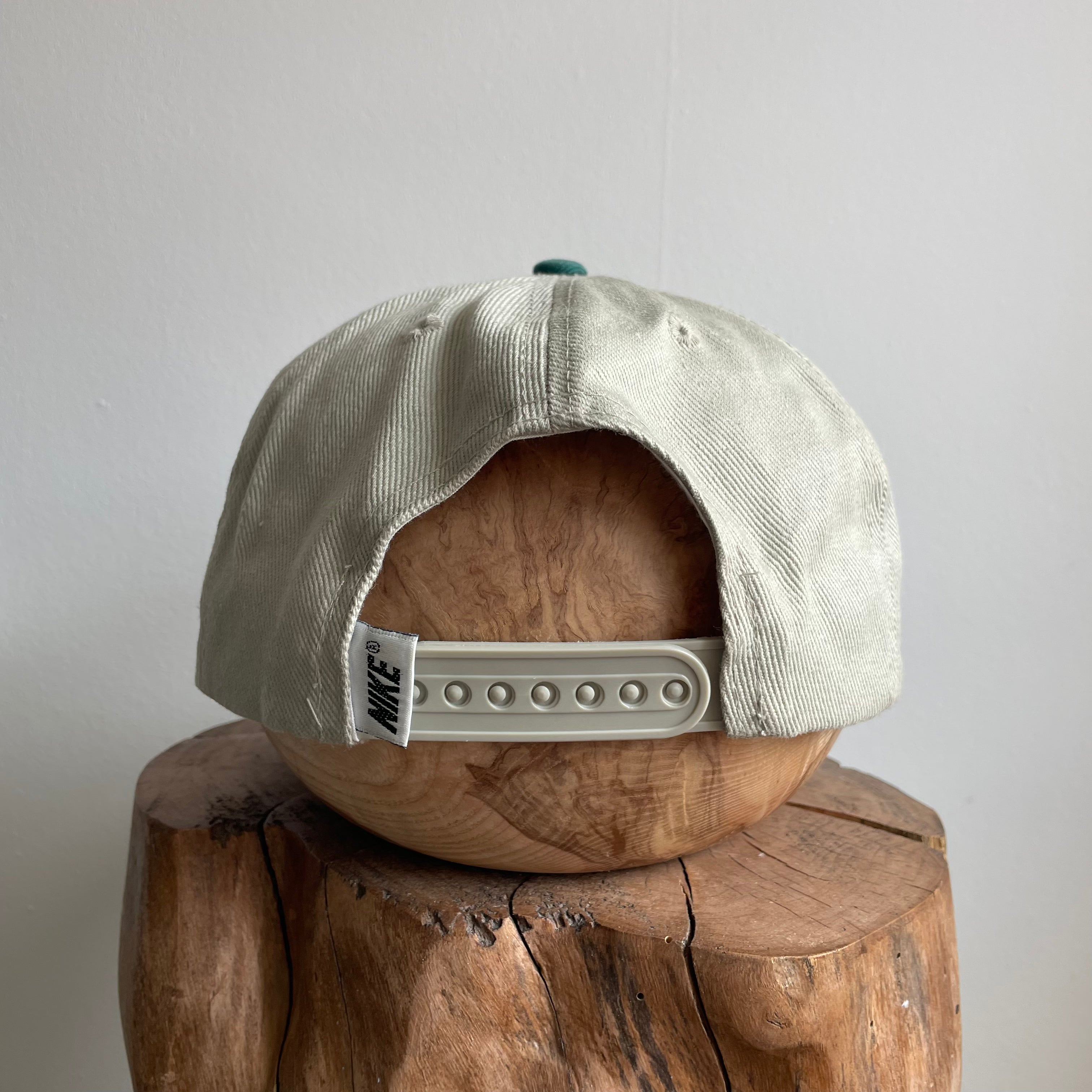 90's Nike Cap Beige/Green (One Size)