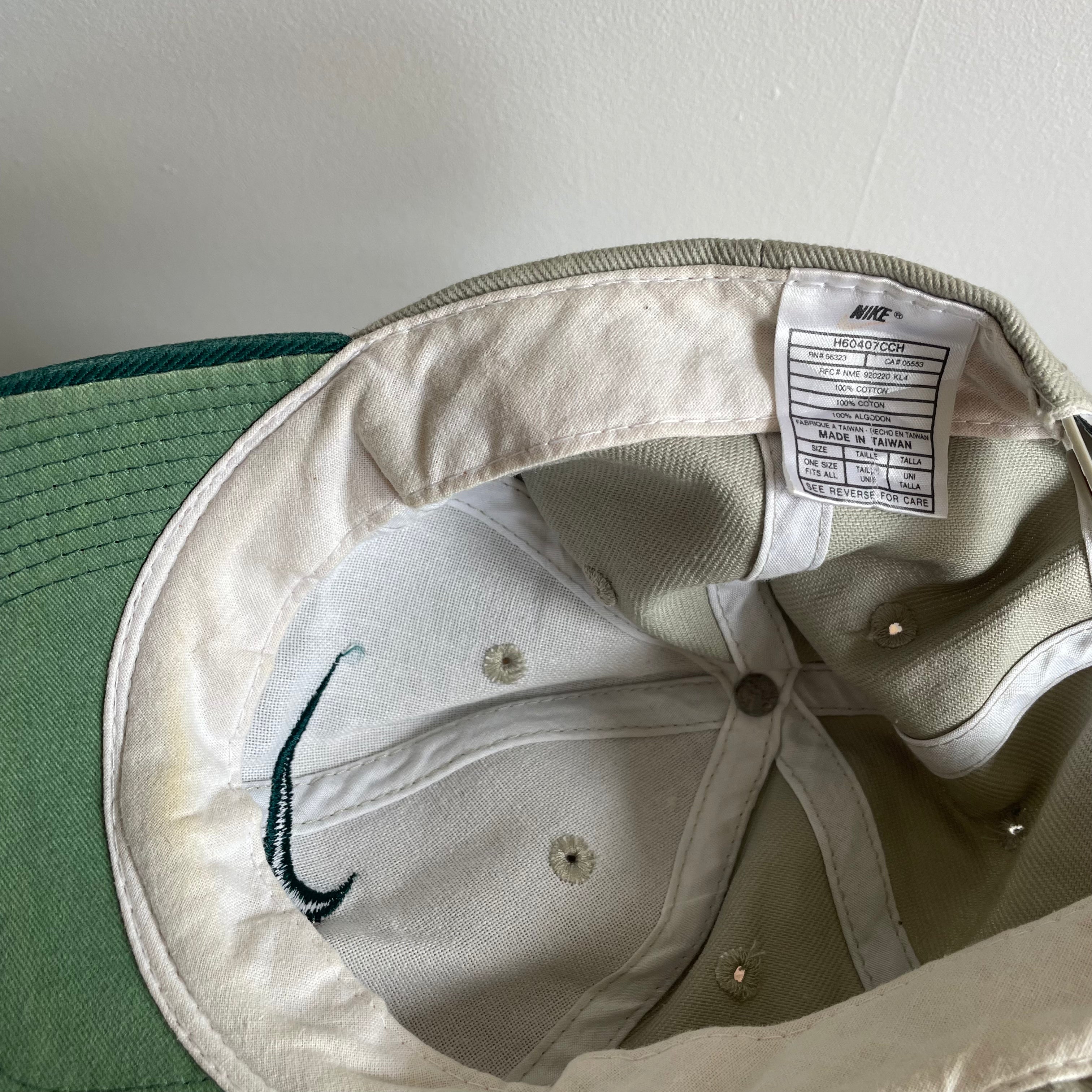 90's Nike Cap Beige/Green (One Size)