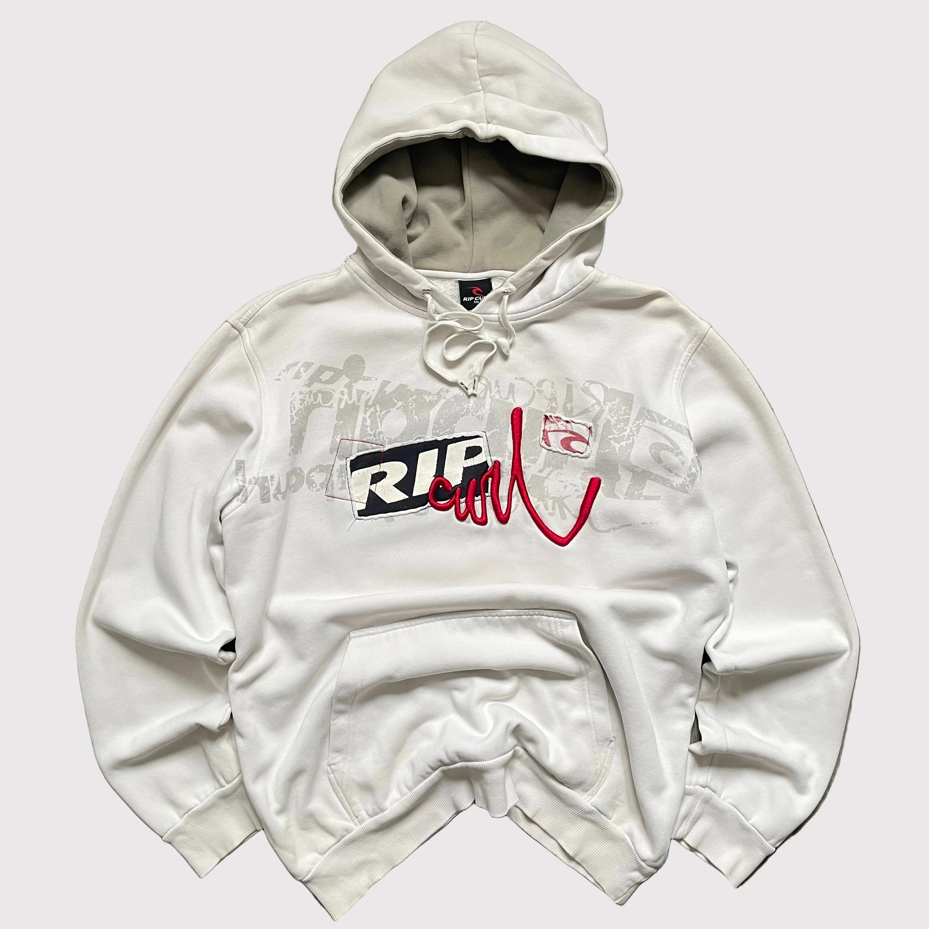 Vintage graphic Rip Curl hoodie with embroidered spell-out logo