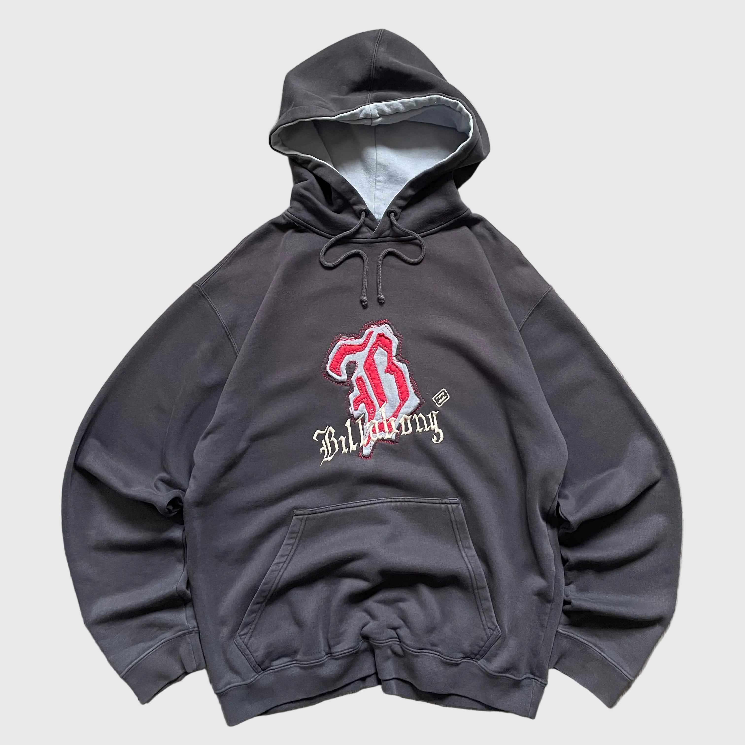 Vintage Billabong hoodie in grey, embroidered billabong, vintage surfer