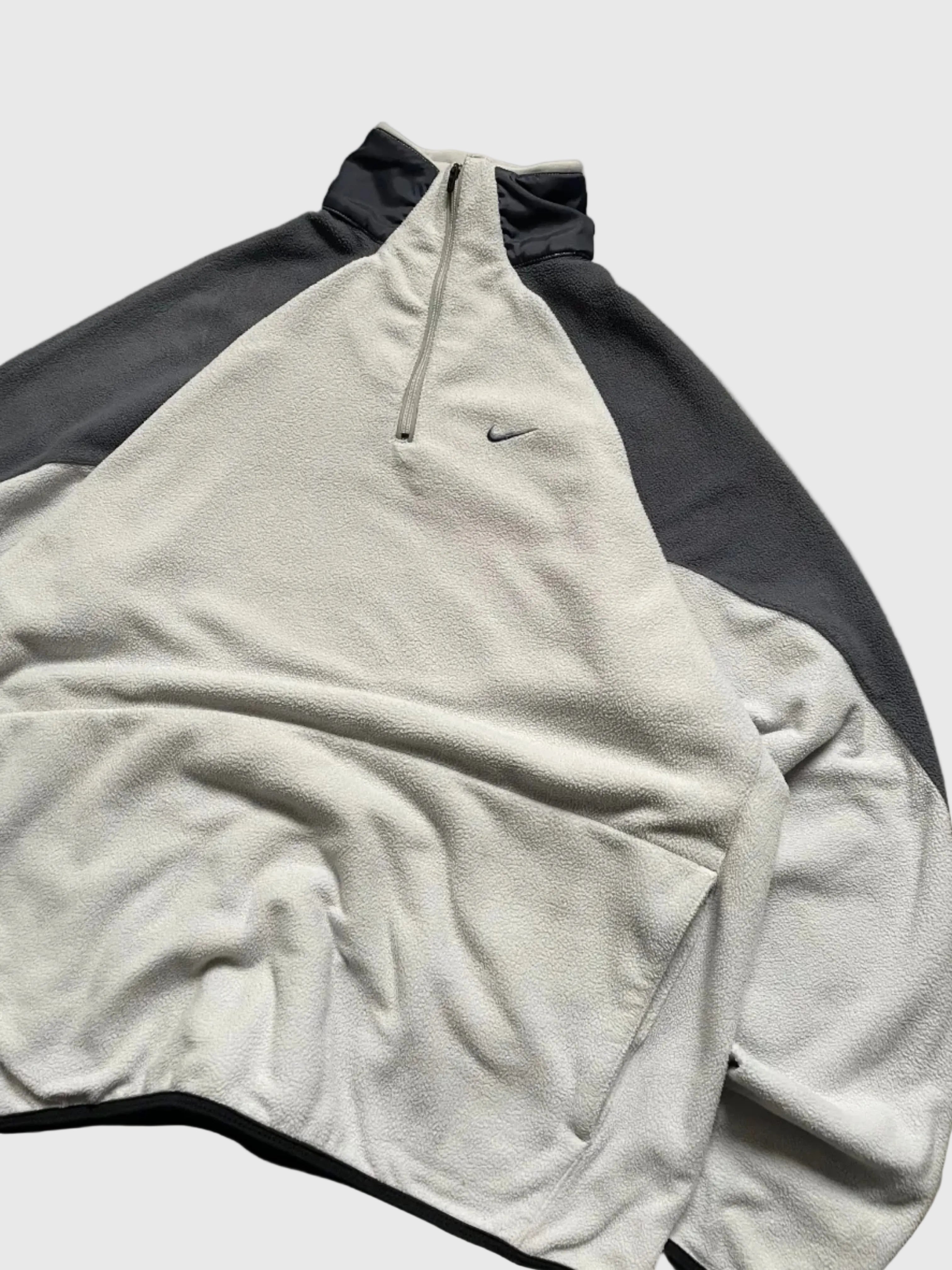 2000's Nike 1/4 Zip Fleece White/Grey (L)