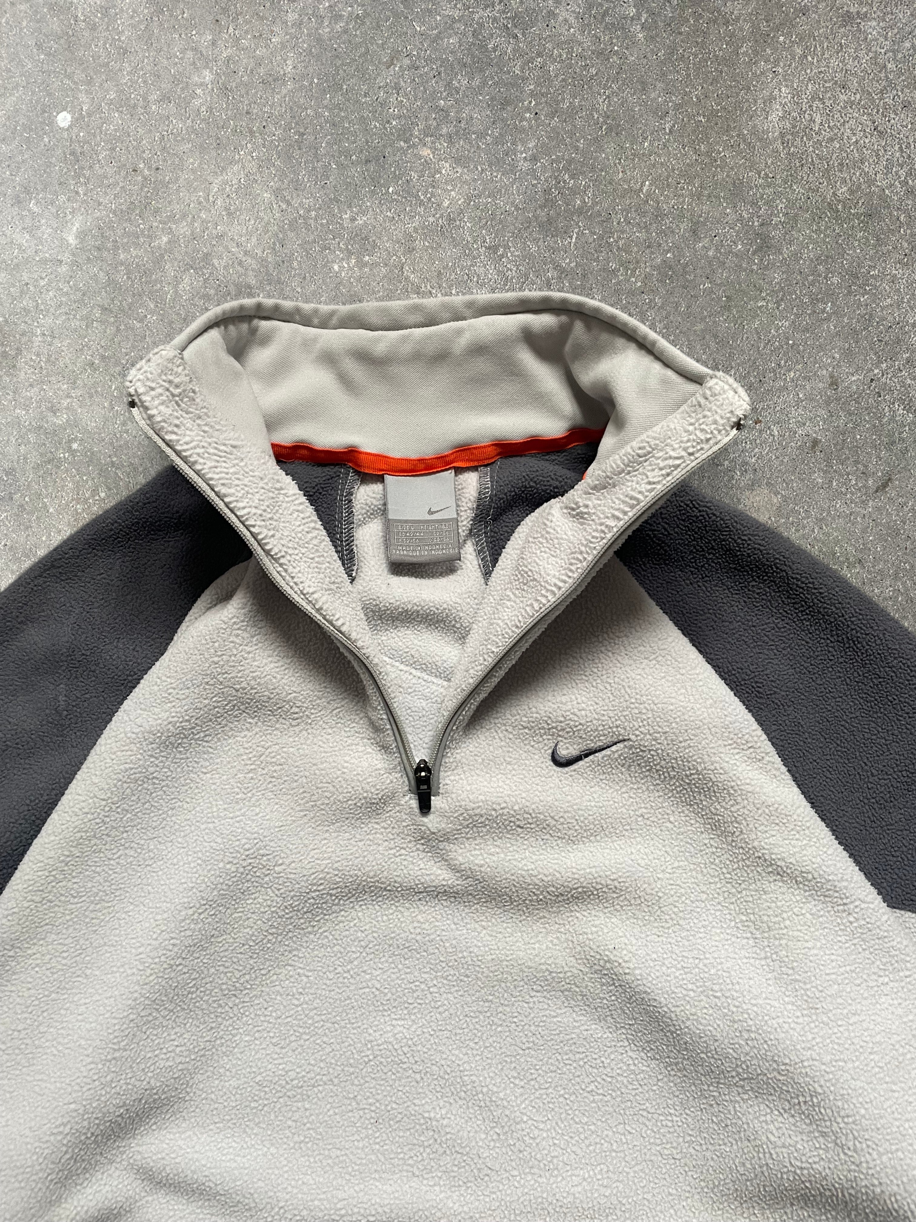 2000's Nike 1/4 Zip Fleece White/Grey (L)